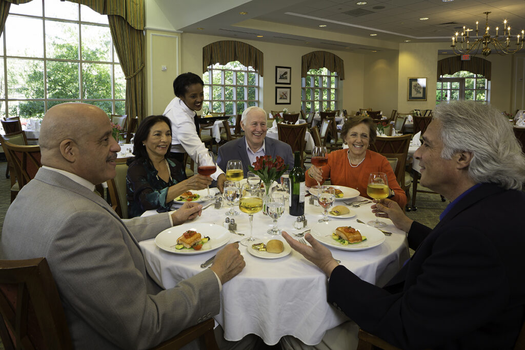 residents enjoy meal in Jefferson Dining Room GHBC